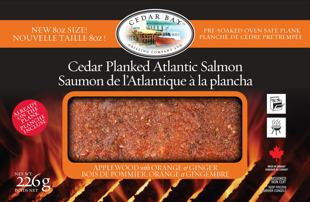 226 g Cedar Planked Atlantic Salmon- Applewood with Orange & Ginger /Saumon de l'Atlantique à la plancha- Bois De Pommier, Orange & Gingembre