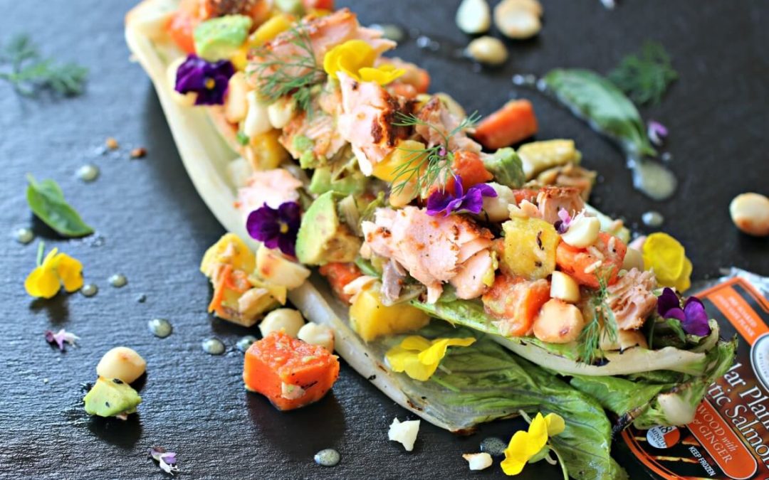 Cedar Planked Grilled Salmon Salad